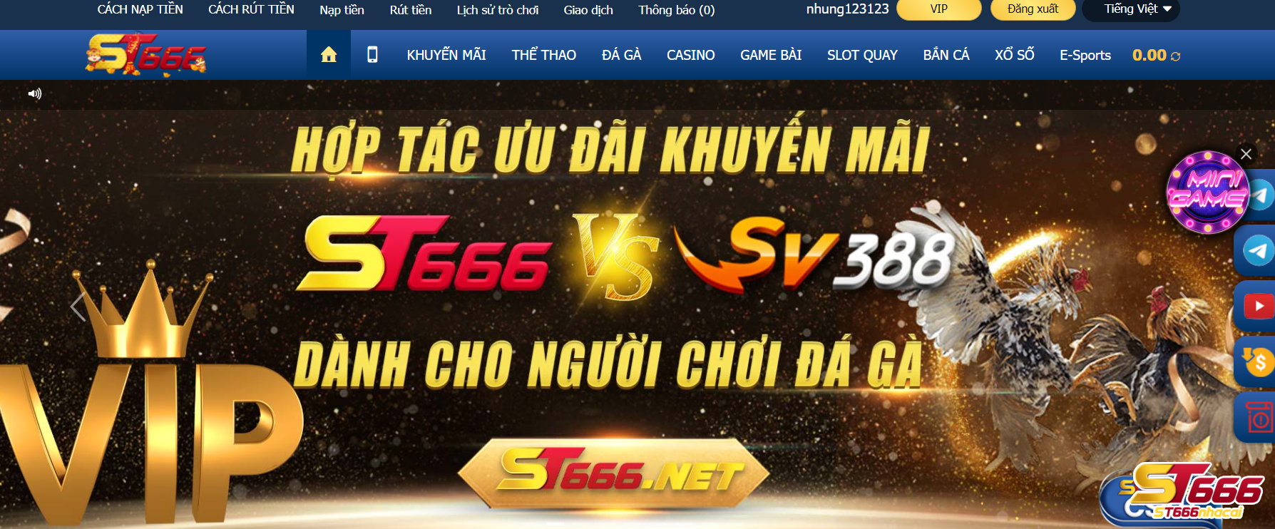 Giao diện Website ST666 rất dễ sử dụng
